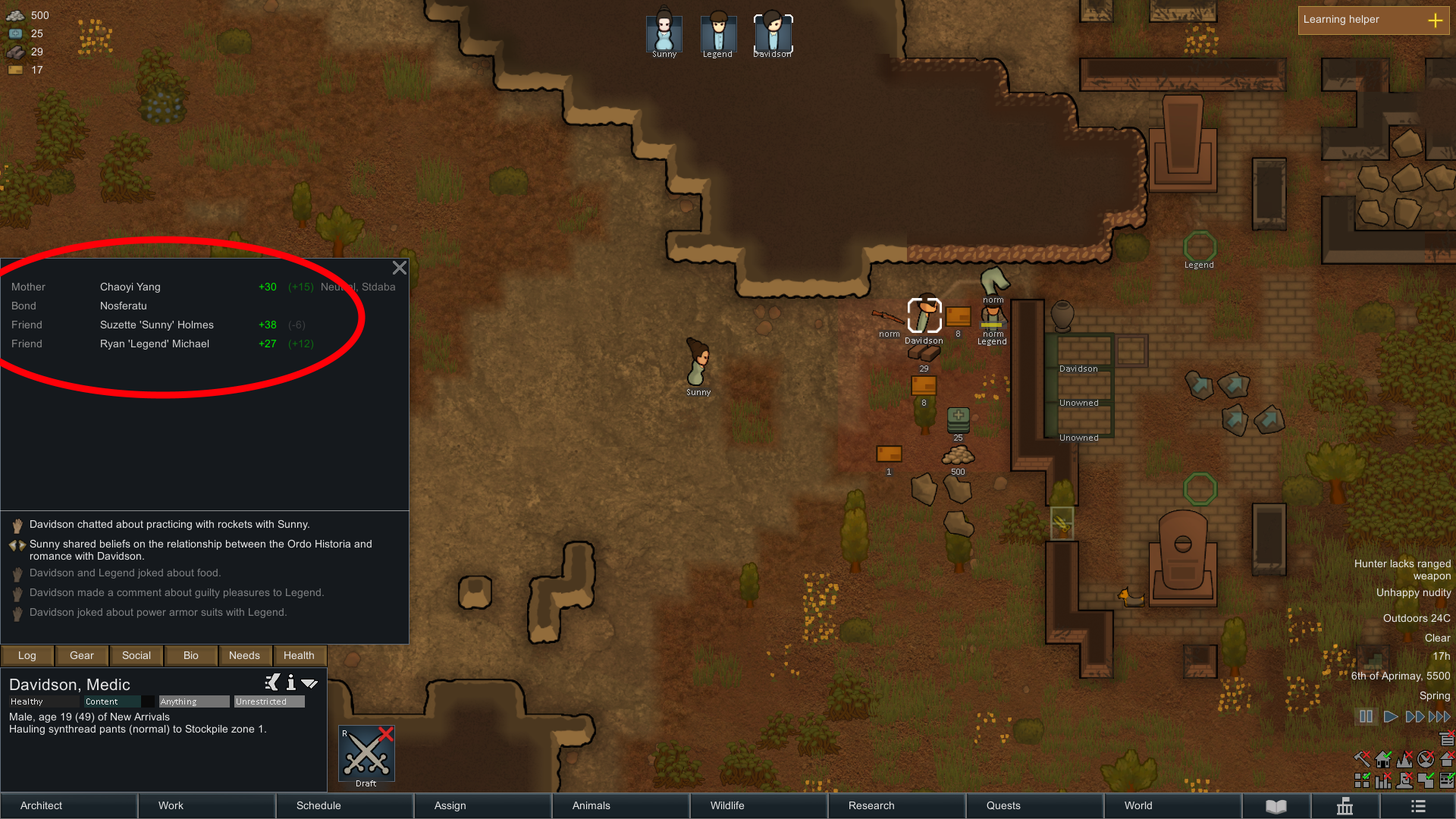 opinions in Rimworld